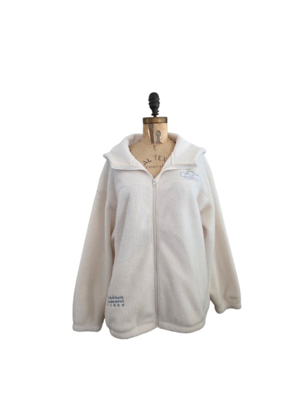 GU x Pokémon Peaceful Place Fleece Jacket Off White L NWT Japan Exclusive - Picture 5 of 7